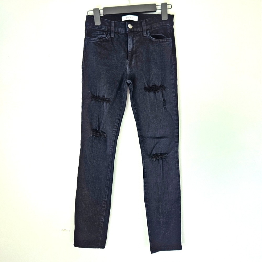 Pistola Aline High Rise Slim Skinny Distressed Washed Black Jeans 25